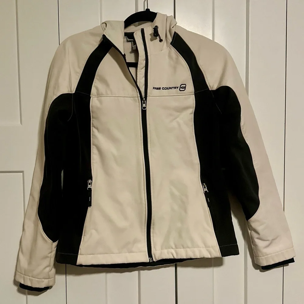 Ladies Free Country Full‎ Zip Cream and Black Fleece Lined Jacket Small